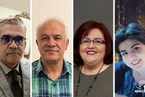 Da esquerda para a direita: Nasser Navard Gol-Tapeh, Joseph Shahbazian, Lida Shahbazian e Aida Najaflou, com condenações mantidas pela Justiça do Irã. (Foto: Article18)