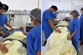 A oração na sala de cirurgia. (Foto: Reprodução/Instagram/Mateus Jerônimo)