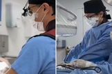 O médico orando com sua equipe. (Foto: Reprodução/Instagram/Felipe de Moraes Pomar)