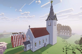 A igreja criada pelo pastor Florian dentro do Minecraft. (Foto: Reprodução/Minecraft).