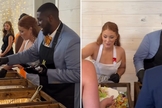 Os noivos servindo o jantar. (Foto: Reprodução/Instagram/Abigail Stasior)