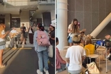 Os jovens evangelizando na universidade japonesa. (Foto: Reprodução/Instagram/Dunamis Pockets)