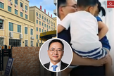 Prisão onde o pastor Liu Zhenbin está detido e imagem dele com seus filhos antes da prisão. (Captura de tela/ChinaAid)