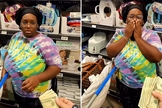 A mulher emocionada no mercado. (Foto: Reprodução/Instagram/Bob Schober)