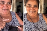Dona Cida ouvindo a Bíblia. (Foto: Reprodução/Instagram/Letícia Nagel)