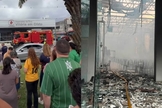 O templo da ADVEC Caxangá ficou totalmente destruído. (Foto: Reprodução/Instagram/rodadefogo_ordinarioof/Reprodução/Instagram/drika_barbosa).