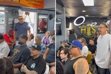 Homens louvando a Deus na barbearia. (Foto: Reprodução/Instagram/Mark Gonzalez)