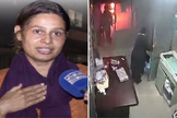 Enfermeira cristã Razia Noreen e imagens de segurança que registraram o incêndio no berçário do hospital. (Foto: Facebook/Shahid Ali Khan)