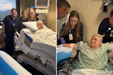Jeannie Guffey ao lado das enfermeiras que se mobilizaram para realizar seu último desejo: ser batizada na UTI. (Foto: Huntsville Hospital)