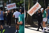 O evangelismo durante a corrida. (Foto: Reprodução/Instagram/Oscar Sotres)