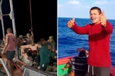 Os pescadores louvaram a Deus durante o resgate. (Foto: Reprodução/Redes Sociais)