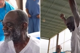 O homem impactou a todos com sua alegria após o batismo. (Foto: Reprodução/Instagram/God Behind Bars)