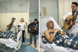 Jonatha recebeu os cristãos no leito do hospital. (Foto: Reprodução/Instagram/Jonatha Calixto)