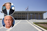 Sede do Knesset, o Parlamento de Israel, em Jerusalém, composto por 120 parlamentares; no destaque, Benjamin Netanyahu e Gadi Eisenkot. (Fotos: Avi Ohayon/Government Press Office of Israel/Wikimedia Commons; Yahav Trudler/Wikimedia Commons/Wikipedia)