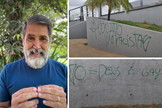 Pastor Wilber Batista denuncia pichações ofensivas nas paredes da igreja Núcleo da Fé Noroeste, em Brasília. (Captura de tela/Instagram/ibi_batista)