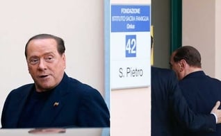 Ex-primeiro-ministro da Itália Silvio Berlusconi chega ao Instituto Sagrada Família para ajudar a cuidar de pessoas com mal de Alzheimer