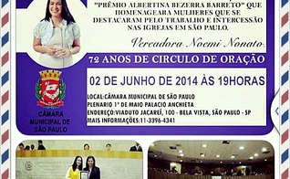 Noemi Nonato realizará sessão solene pelo Dia do Círculo de Oração