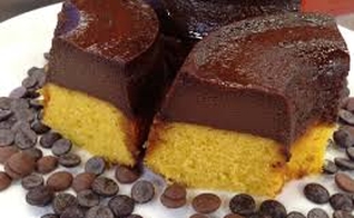 Bolo cenoura com pudim de brigadeiro