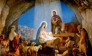 O menino Jesus e os adultos em volta