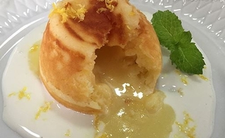 Sobremesa de Petit Gateau de limão siciliano