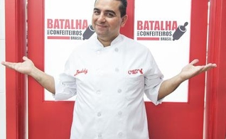 Buddy Valastro, o Cake Boss, nos estudios da Record, em São Paulo