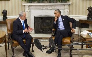 O presidente americano Obama recebeu o premiê israelense Benjamin Netanyahu na Casa Branca. (Foto: AFP Photo/Saul Loeb)