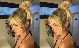 A atriz Julia Faria posa com seu messy bun. (Foto: Reprodução/Jobosco)