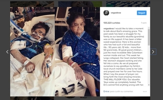 Imagem publicada por Alexa Pena Vega no Instagram mostra sua vó e relata o milagre com ela ocorrido. (Imagem: Instagram)