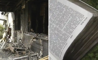 A Bíblia não foi atingida pelas chamas, apesar da intensidade do incêndio. (Foto: Reprodução/NewsChannel 6)
