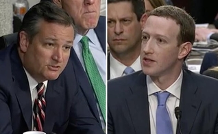 Senador Ted Cruz confrontou Mark Zuckerberg sobre censura política no Facebook. (Imagem: CBS)