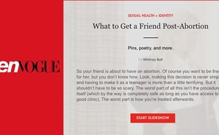 Artigo da 'Teen Vogue' com mensagem de apologia ao aborto. (Foto: Reprodução)