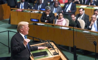 Presidente americano Donald Trump durante discurso na Assembleia Geral da ONU. (Foto: Jewel Samad/AFP/Getty Images)