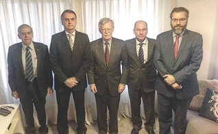 O assessor de Segurança Nacional dos EUA, John Bolton, se reuniu com Jair Bolsonaro. (Foto: Reprodução/Twitter).