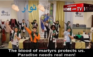 Crianças no Centro Islâmico da Sociedade Americana Muçulmana na Filadélfia entoam música que fala sobre a Jihad. (Imagem: Youtube / Reprodução)