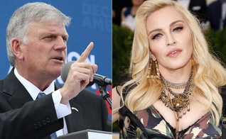 Franklin Graham (esquerda) respondeu às declarações de Madonna (direita) sobre 'Jesus apoiar o aborto'. (Imagem: Edição)