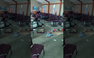 A igreja One Church, em Memphis, teve bancos quebrados e paredes sujas de tinta, além de dinheiro e alto-falantes roubados. (Foto: Fox News)