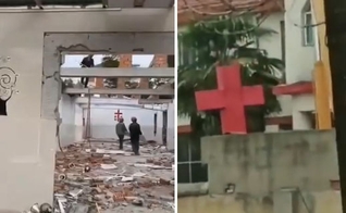 Autoridades chinesas destruíram cruzes e demoliram uma igreja durante quarentena. (Foto: Twitter)