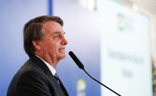 Presidente Jair Bolsonaro durante discurso no culto de Ação de Graças. (Foto: Alan Santos/PR)