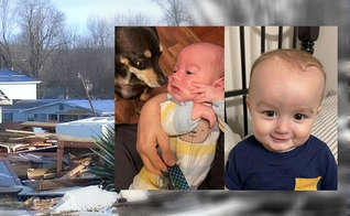 Kaden e Dallas, de 15 e 3 meses, sobreviveram ao tornado. (Foto: Captura de tela/WFIE-TV)