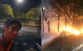 O incêndio destruiu completamente o casebre. (Foto: Divulgação/Corpo de Bombeiros do Ceará).