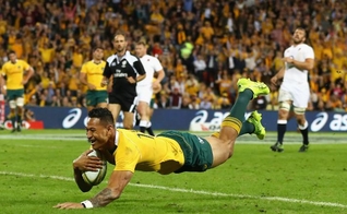 Israel Folau é considerado craque da liga de rúgbi australiana, defendendo o Waratahs. (Foto: Cameron Spencer/Getty Images)