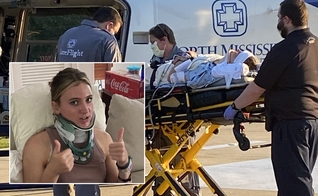 Hannah Locks quebrou seu pescoço e teve que ser encaminhada de helicóptero para uma cirurgia de emergência nos EUA. (Foto: Arquivo pessoal/Montagem Guiame)