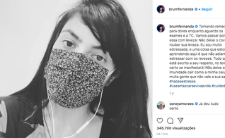 Fernanda Brum usou as redes sociais para anunciar o resultado positivo para coronavírus. (Foto: Reprodução/Instagram)