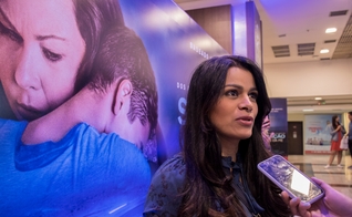 Cantora Damares em entrevista ao Guiame na pré-estreia do filme “Superação - O Milagre da Fé”. (Foto: Guiame/Marcos Paulo Correa)