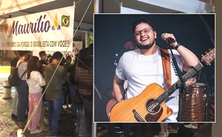 Tenda em frente ao hospital onde está internado o cantor Maurílio. (Foto: Reprodução/Twitter|Adilson Cruz)