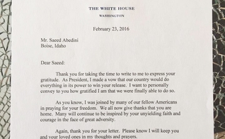  A mensagem de Obama veio em resposta à carta de agradecimento enviada anteriormente pelo pastor. (Foto: Facebook/Saeed Abedini)