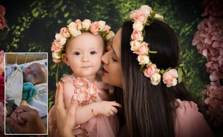 Noelma e sua filha Heloísa, agora livre do tumor na barriga. (Foto: Arquivo pessoal)