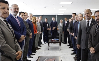 Bancada evangélica em visita ao presidente do STF, Dias Toffoli, para tratar da criminalização da homofobia.  (Foto: Felipe Sampaio/SCO/STF)