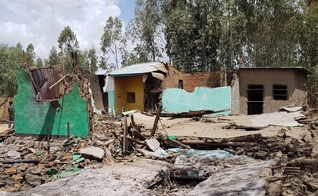 Restos da igreja Kale Hiwot Galeto em Halaba Kulito, Etiópia, após ataque em 9 de fevereiro de 2019. (Foto: Reprodução/Steadfast Global)