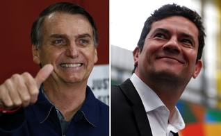Presidente Jair Bolsonaro e ministro da Justiça Sérgio Moro. (Foto: Silvia Izquierdo/AP/Rodolfo Buhrer/Reuters)